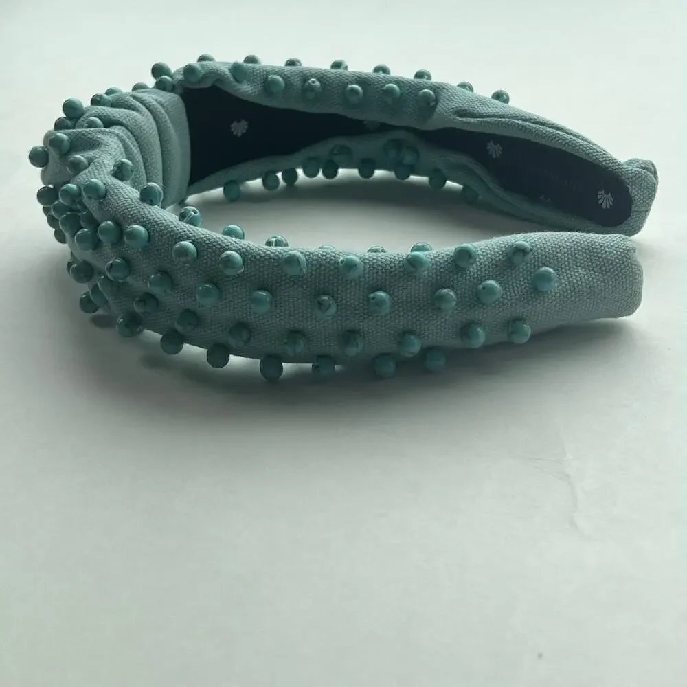 Lele Sadoughi Elegant Turquoise Beaded Knotted Statement Headband MINT